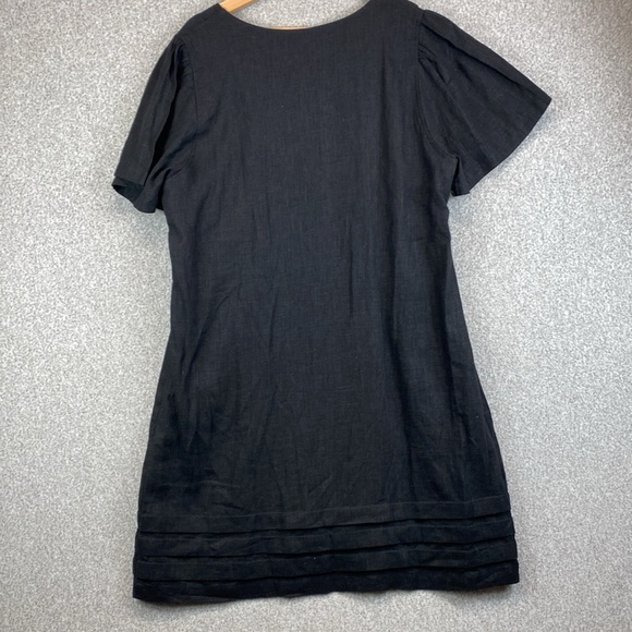 Nicole Miller linen shift dress midi black minimalist neutral basics casual XL - Picture 6 of 8